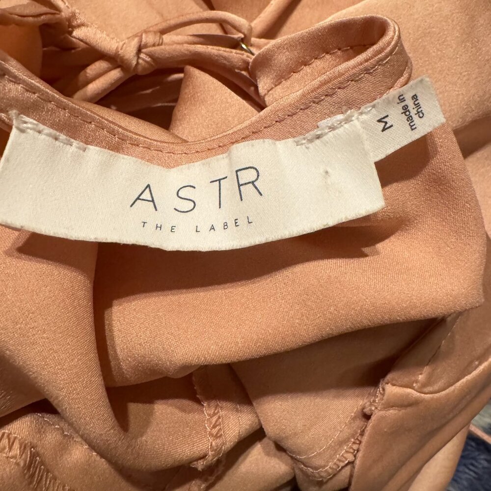 ASTR The Label Blush Satin Slip Dress with Criss Cross Back and Slit Size Medium - Picture 9 of 11